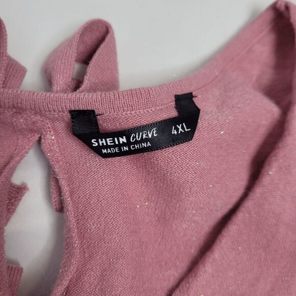 SHEIN CURVE sweater pink bow back sparkle plus size 4X - Picture 4 of 8